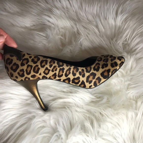 DONALD J PLINER Couture Brown Leopard Print Peep-toe Heels Pumps Shoes 8M - Picture 8 of 9